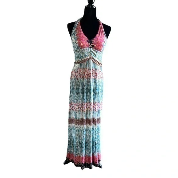 Shoreline Women’s Halter Multi-Color Maxi Dress Size L/XL - Picture 1 of 10